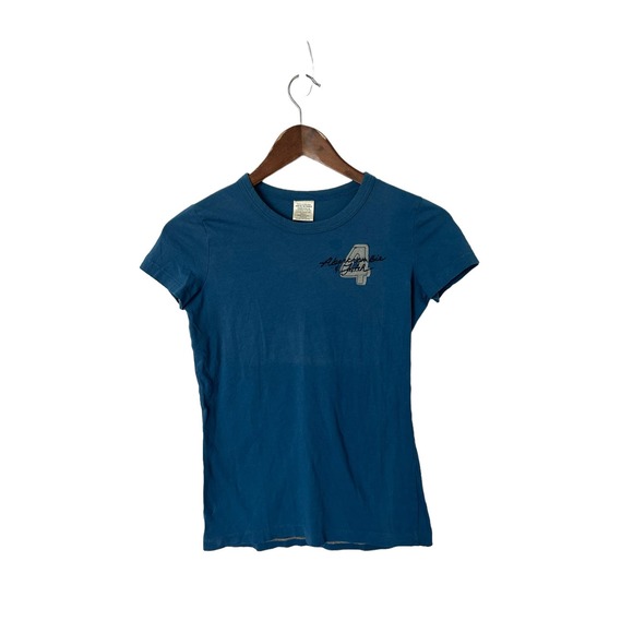 Vintage Abercrombie & Fitch blue crew neck‎  baby tee sz small y2k - Picture 1 of 2